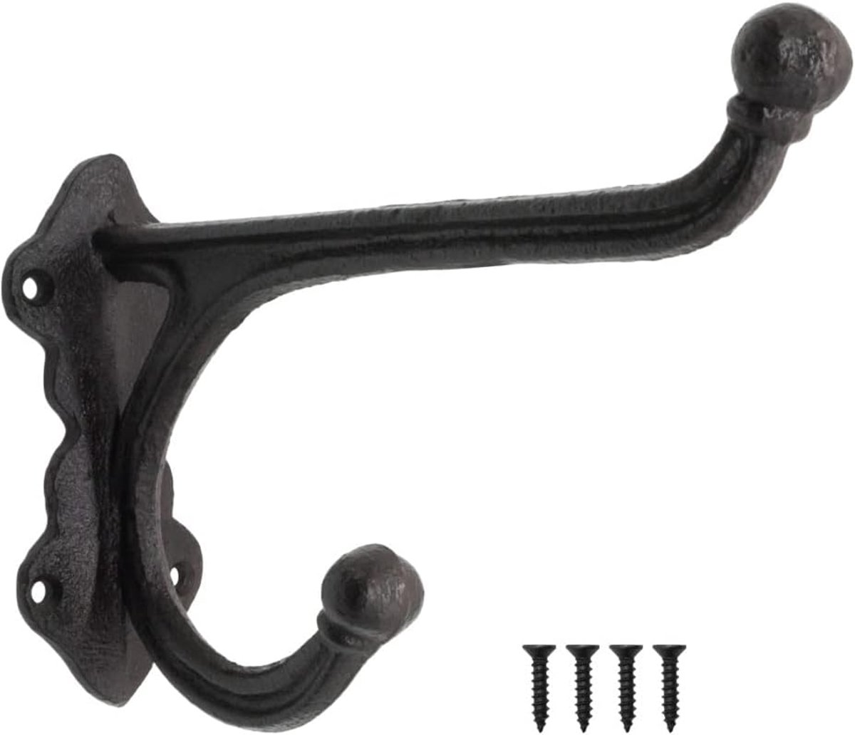 Haken voor wand - 21 x 13 cm - rustiek ijzer - ideaal voor handdoeken en kleding - ShopVlot