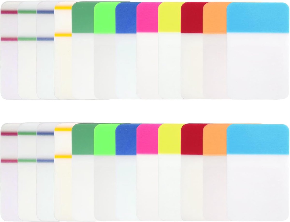 Indextabs transparant 26 x 41 mm - zelfklevende strips - kleurrijke markeringen - ideaal voor organisatie - ShopVlot