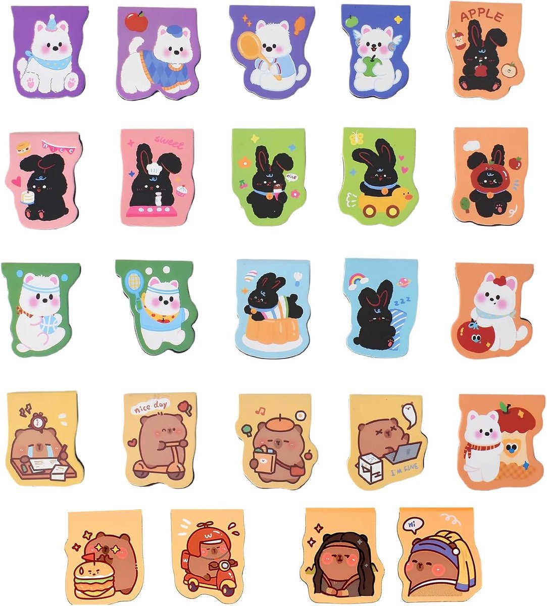 Magnetische boekenleggers 24 stuks - schattige dieren - cartoonstijl - vrolijke leesaccessoires - ShopVlot