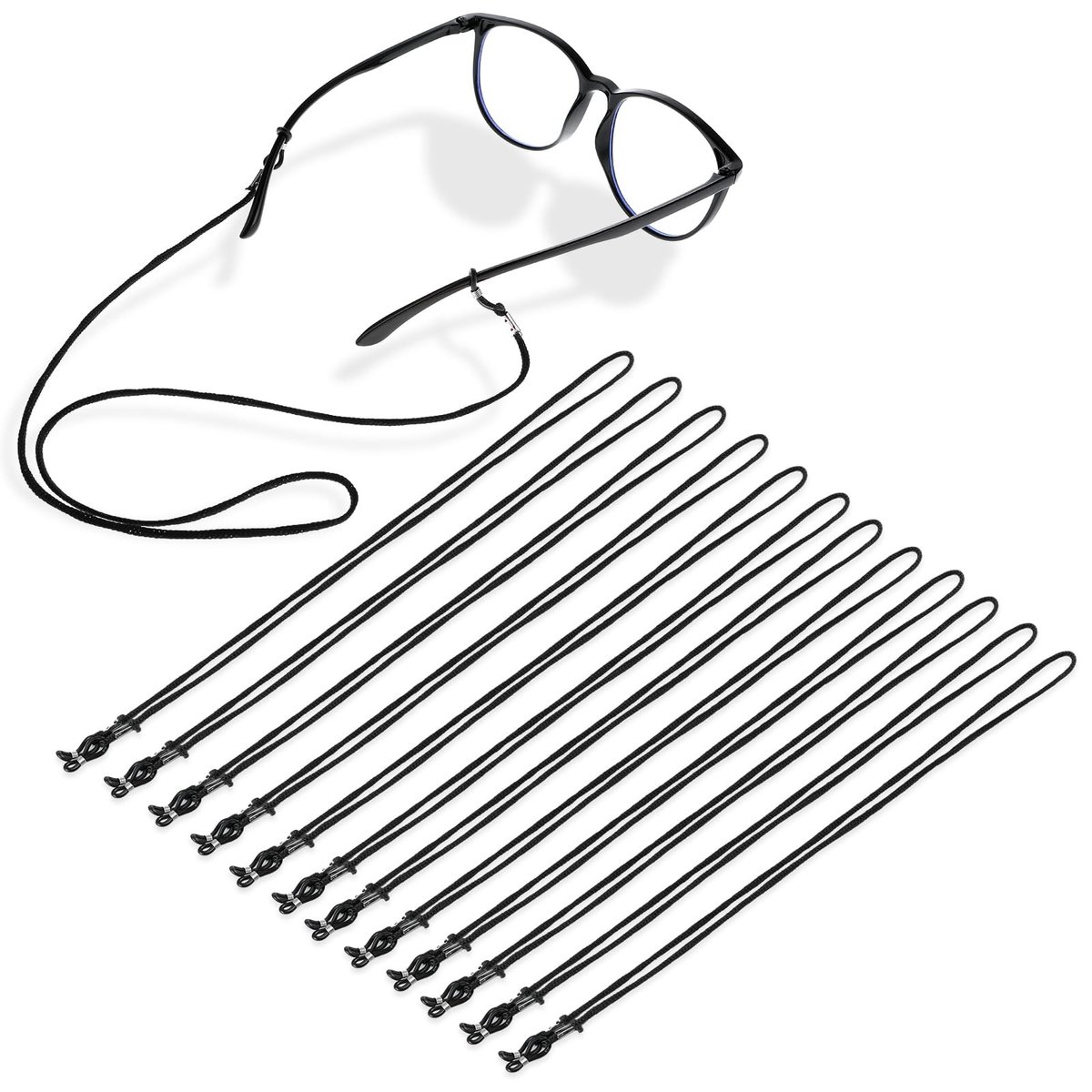 Dailygoods- Brillenband Antislip - Brillenkoord - Brillenhouder - 12 Stuks - Nylon/Silicone - 66 x 0,66 cm