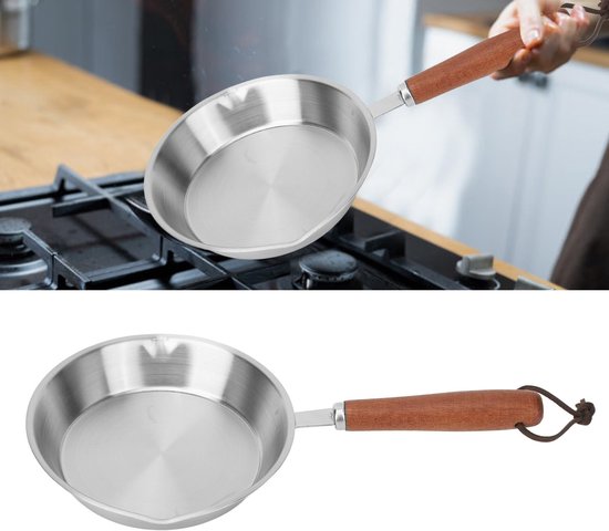 Dailygoods- Pan 16 cm Roestvrij staal - Kleine Pan - Duurzaam - Roestbestendig - Geschikt voor Inductie - Betrouwbare Keukenpartner - Koekenpan — afbeelding 4