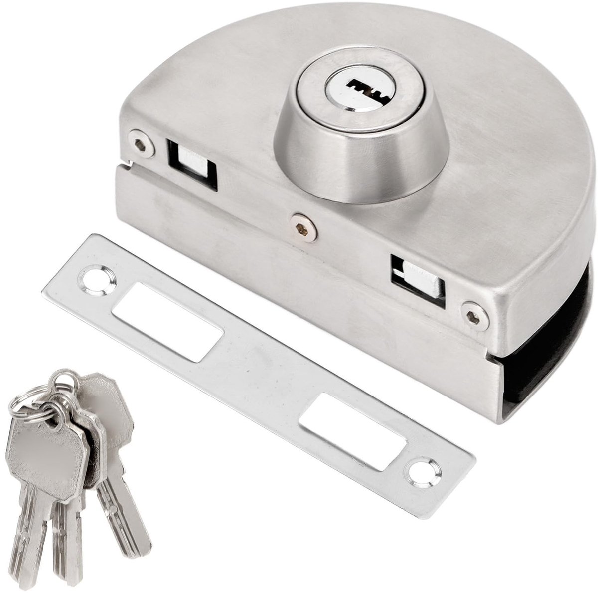 Dailygoods- Glazen Deurslot - Roestvrij Staal - 97 X 65 Mm - Enkelzijdig - Halfrond - Schuifbaar - Kantoor Deurslot