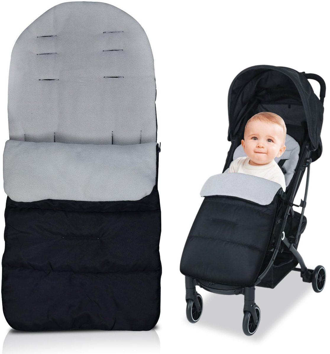 Dailygoods- Wintervoetenzak Waterdicht - Voetenzak Kinderwagen - Buggy Voetenzak - Universele Babyvoetenzak - Ritssluiting - 88 x 40 cm - Babyslaapzak