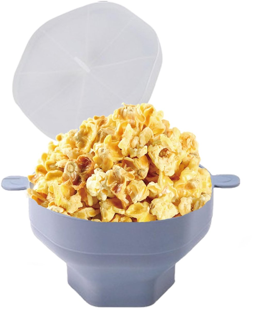 Dailygoods- Popcornkom Siliconen - BPA-vrij - Magnetronoven Geschikt - Handvat - Eenvoudig Op te Bergen - Vaatwasserbestendig - Popcornschaal