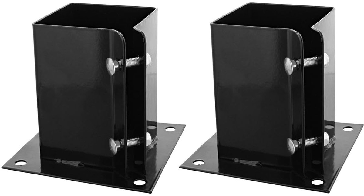 Dailygoods- Paalbeugel Robuust - Bevestigingsbout - Steunvoet - Roestvrij staal - Corrosiebestendig - Geschikt voor kolommen 100-150 mm - Grondpen