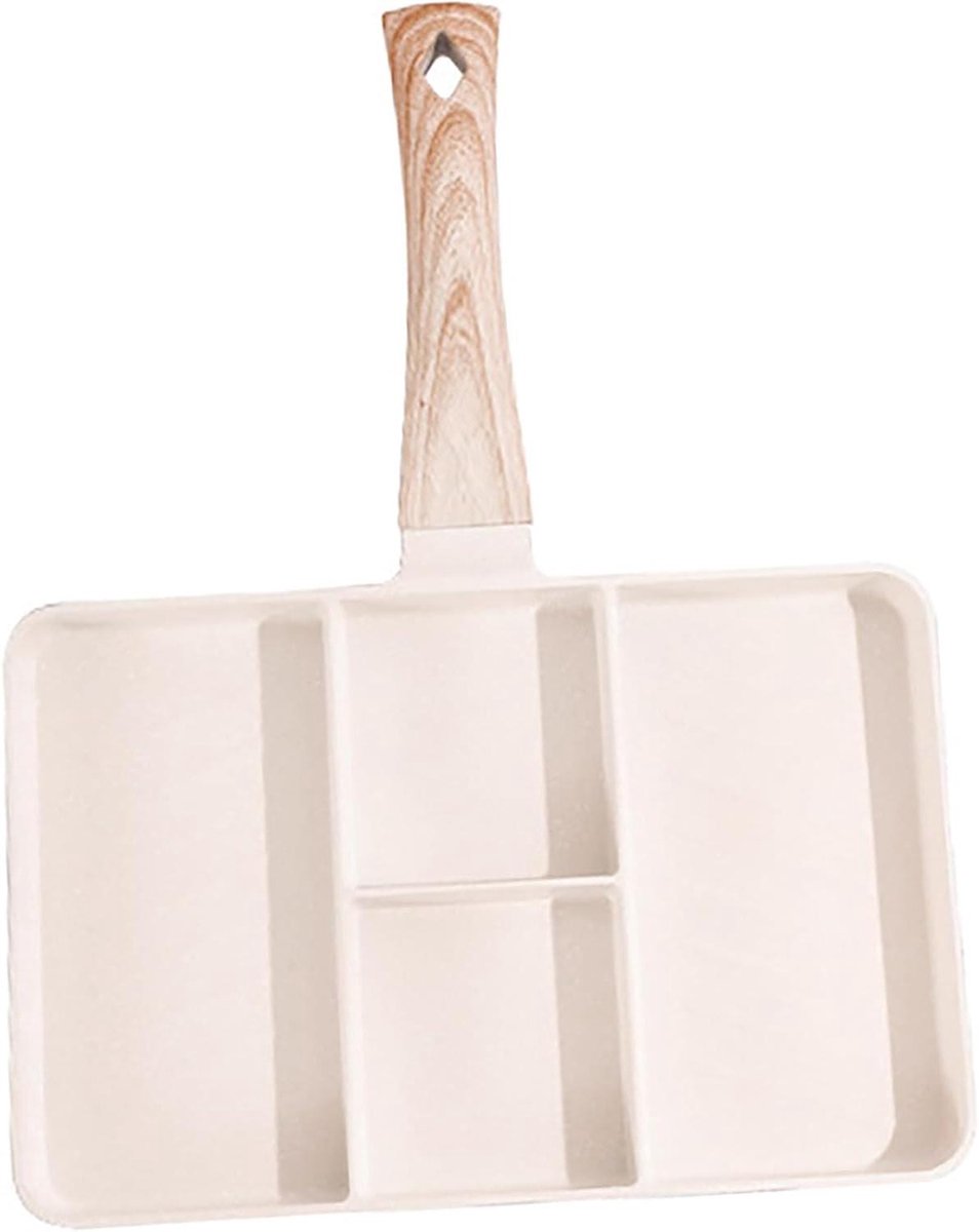 Verdeelde Grillpan - Ontbijtpan - Koken voor iedereen - 4-delig ontwerp - 35x27cm - Wit