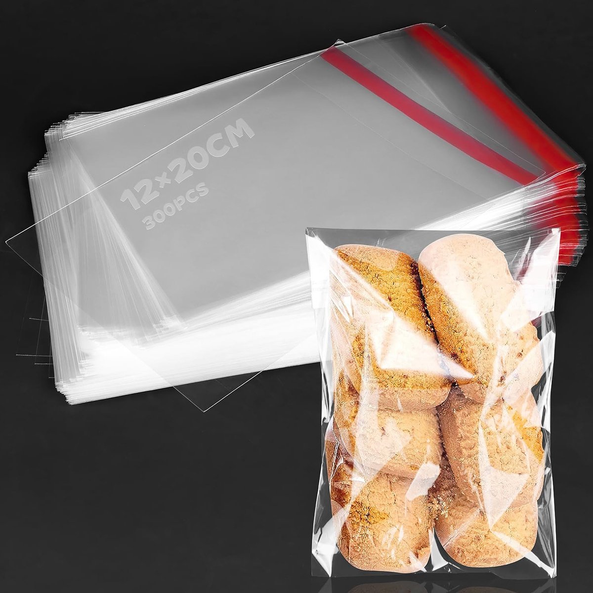 Dailygoods- Snoepzakjes Transparant - 300 Stuks - 12 x 20 cm - Zelfklevend - Vochtbestendig - Schimmelbestendig - Polypropyleen - Plastic Tas