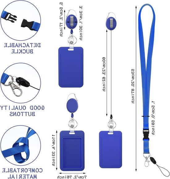 Retractable Lanyard Badge Holder voor ID Badges - Ideaal voor Leraren en Verpleegkundigen - Royal Blue, Duurzaam en Handig — afbeelding 5