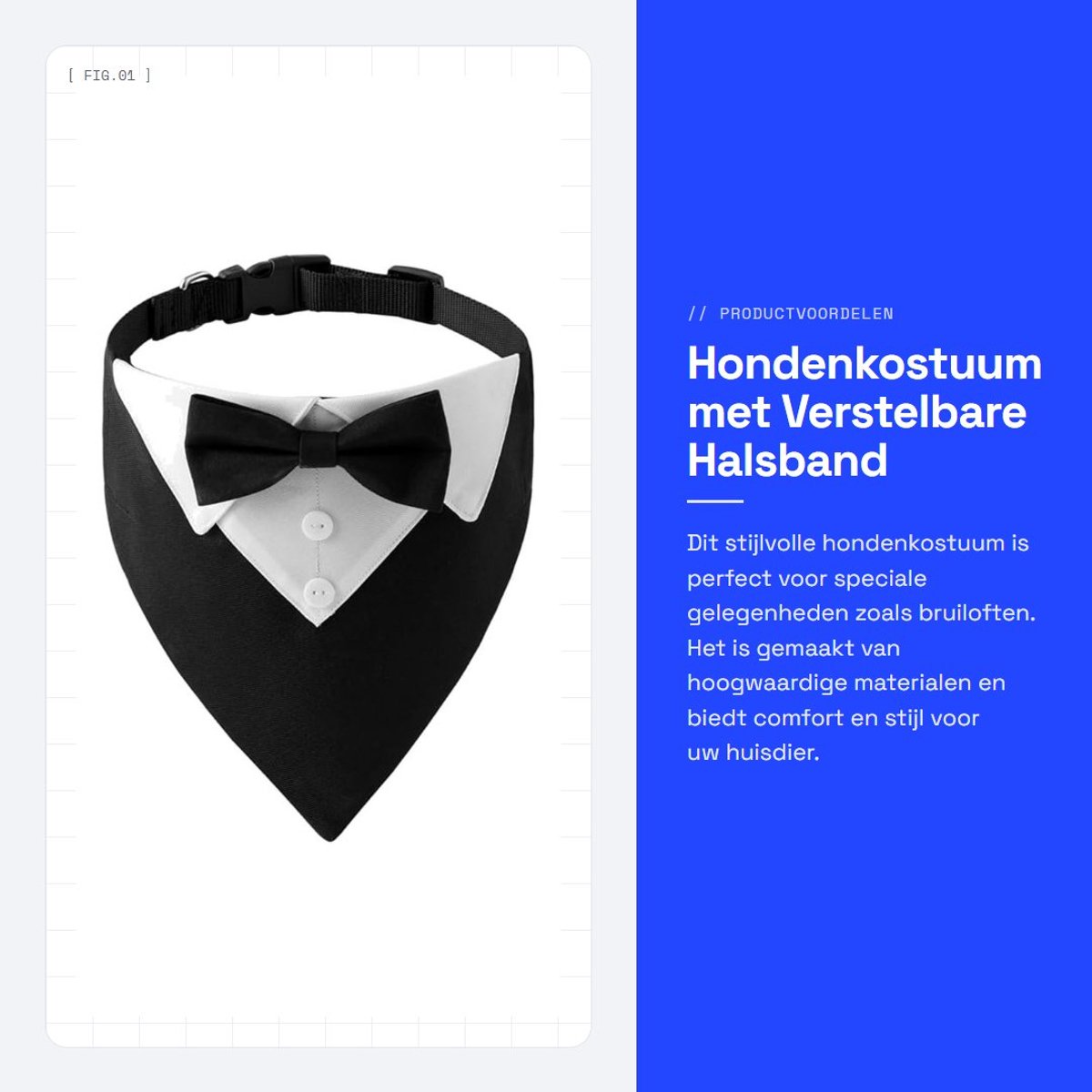 Dailygoods- Hondenkostuum - Verstelbare Sjaal - Bandana - Puppykostuum - Bruiloftspak - Hoogwaardig Polyester - Hondenkleding