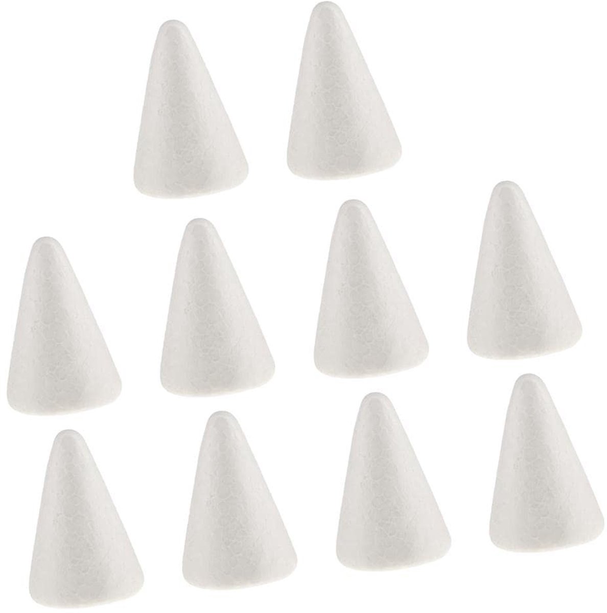 Dailygoods- Kerstboom Basis 10 Stuks - Schuim Kegelvormig - DIY Materiaal - Educatief Speelgoed - Creatieve Activiteiten - Wit 7 cm - Schuimfiguur