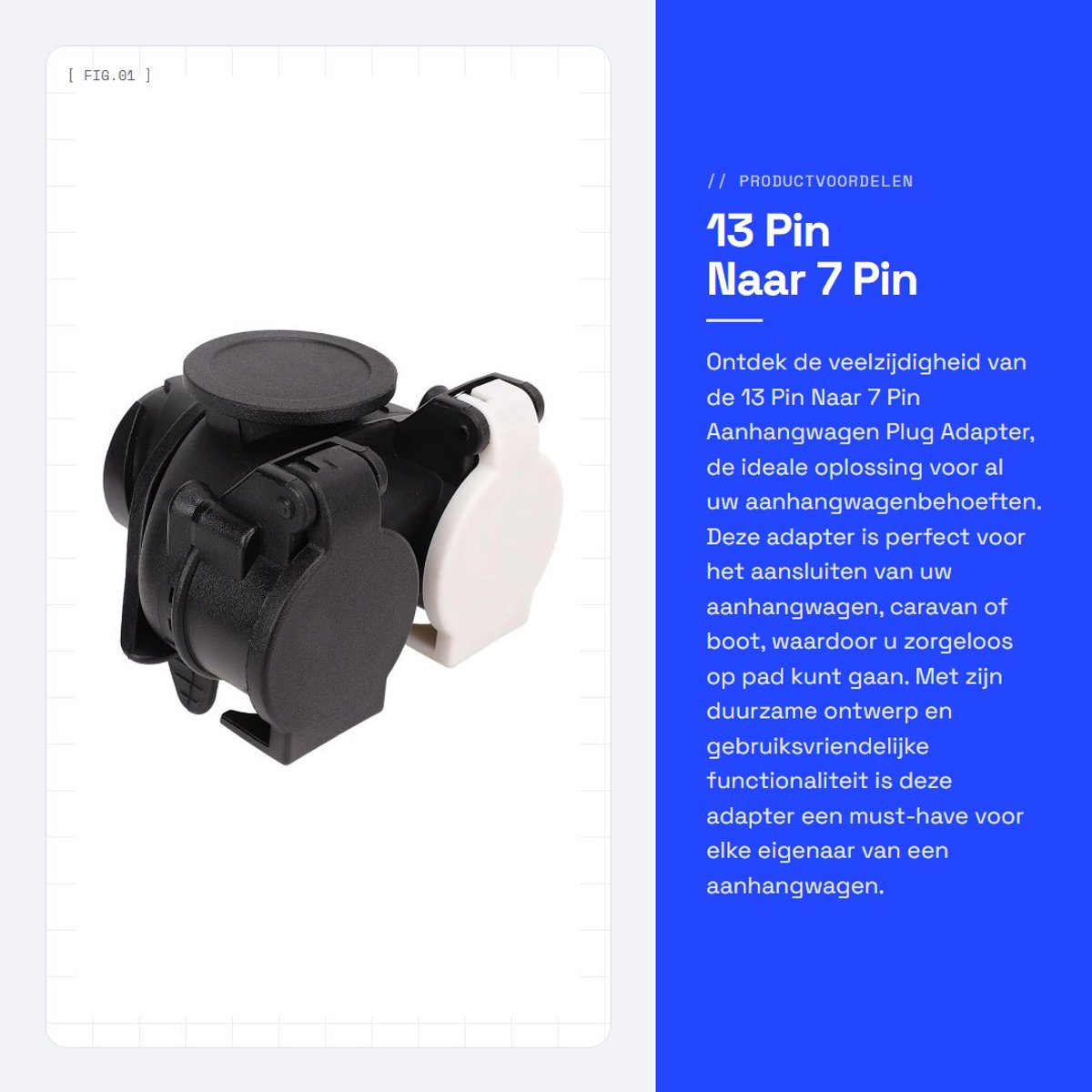 Dailygoods - 13 Pin Naar 7 Pin Aanhangwagen Plug Adapter - Aanhangwagen Converter - Duurzaam - Voor RV Boot - Universele Adapter - Geschikt voor Alle...