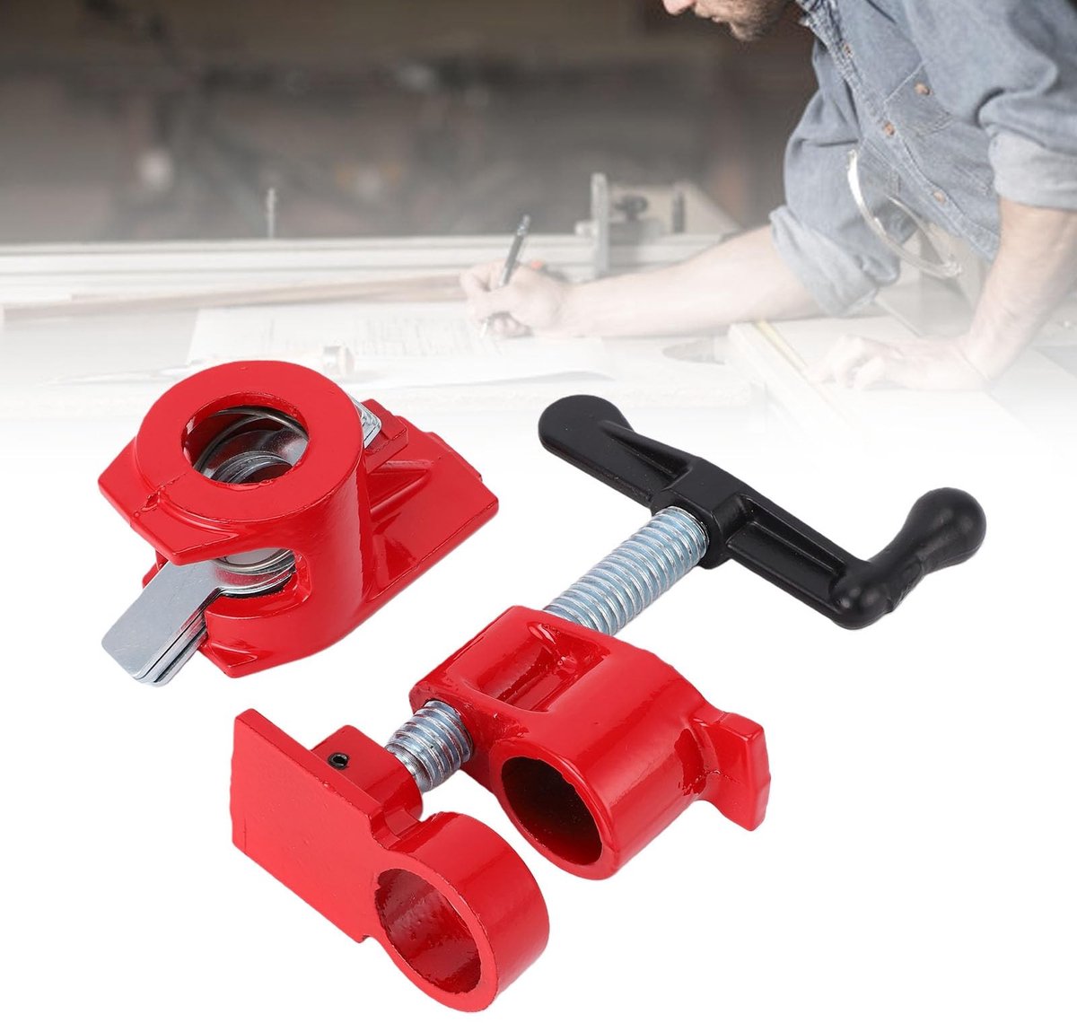 Dailygoods- Buisschroefklem 3/4 inch - Robuust Gietijzer - Ergonomische Handgreep - Stabiliteit - Houtbewerking - Duurzaam Gebruik - Klem