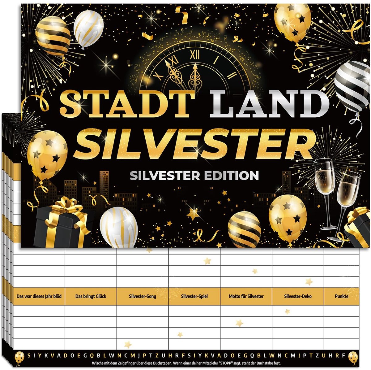 Dailygoods- Nieuwjaarsspellen - 20 Spellen voor Volwassenen/Kinderen - Familie Spellen - Oudejaarsavond Activiteiten - Gezellige Spelletjes - Leuk voor Thuis - Feestspellen