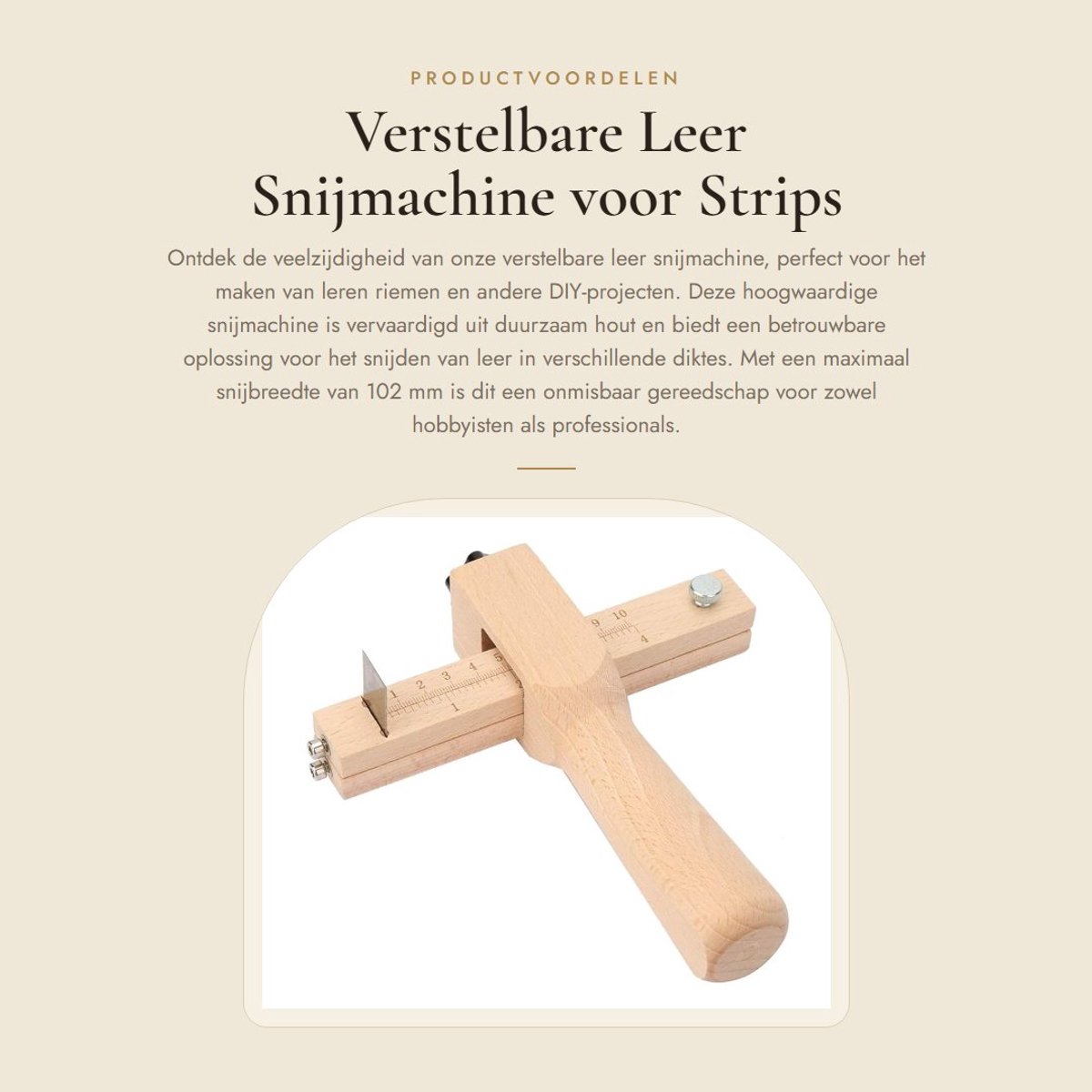 Dailygoods- Lederen Snijmachine Hoogwaardige Hout - Verstelbare Snijmachine - Professionele Gereedschap - Voor Leren Strips - Tot 102 mm Breed - Eenvoudig Vervangbare Mes - Bandzaag