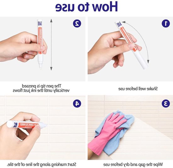 6 Stuks Grout Marker Wit voor Tegels, Grout Pen voor Badkamer en Keuken, Herstel van Tegelvoegen, Grout Reparatie Pen met Vervangende Tegel en Onderhoudsoplossingen — afbeelding 2