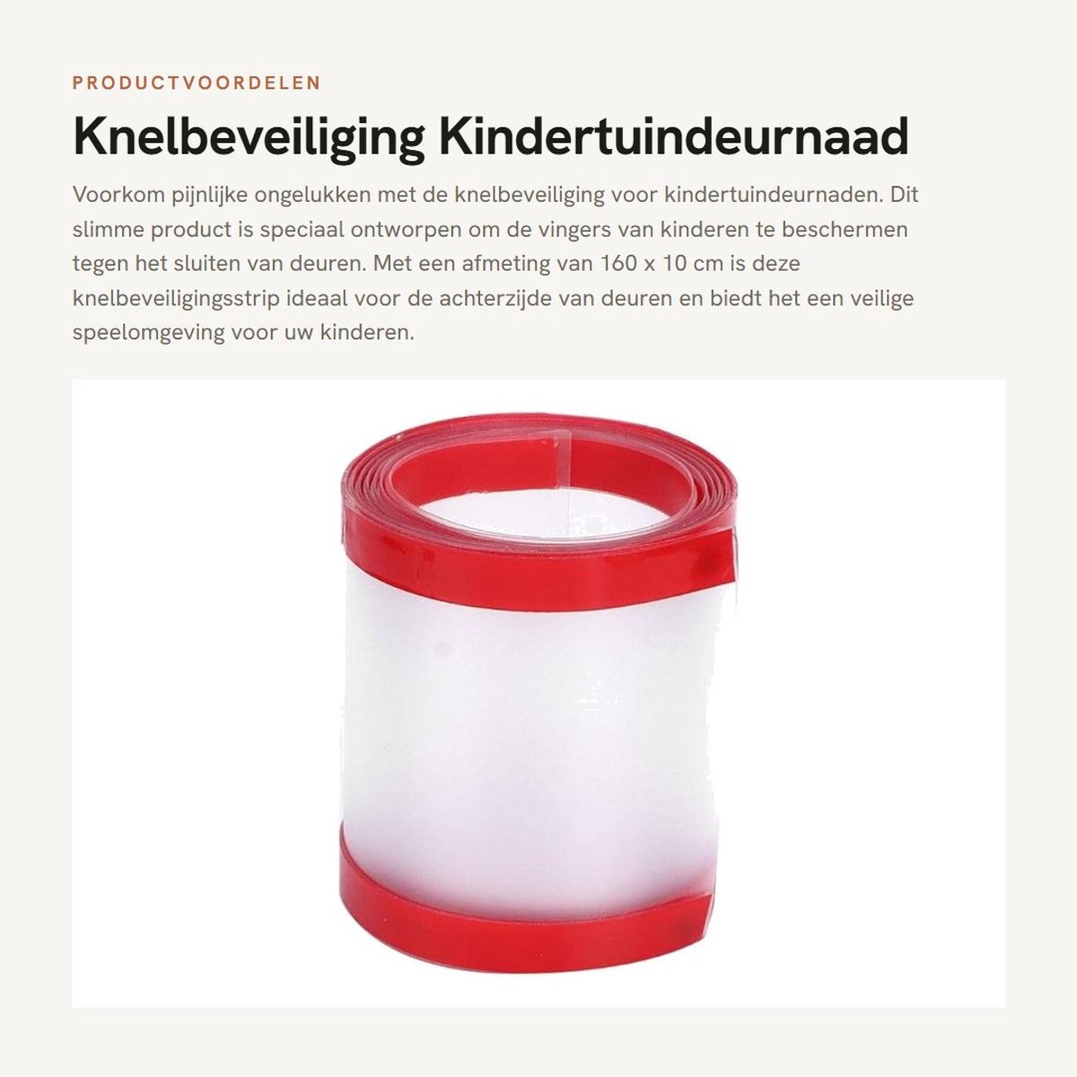 Dailygoods- Kniebescherming - Deurknijpbeschermer - Veiligheidsstrip - Polypropyleen - Eenvoudig te installeren - Transparant 160 x 10 cm - Deurklembeveiliging