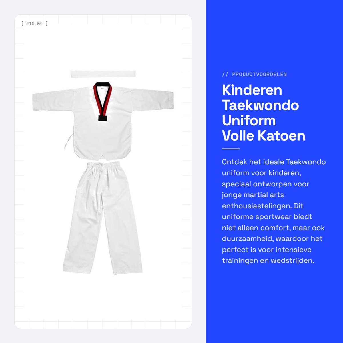 Dailygoods - Kinderen Taekwondo Uniform - Volle Katoen - Comfortabel en Duurzaam - Geschikt voor Martial Arts - Ideaal voor Karate Training - Perfect...