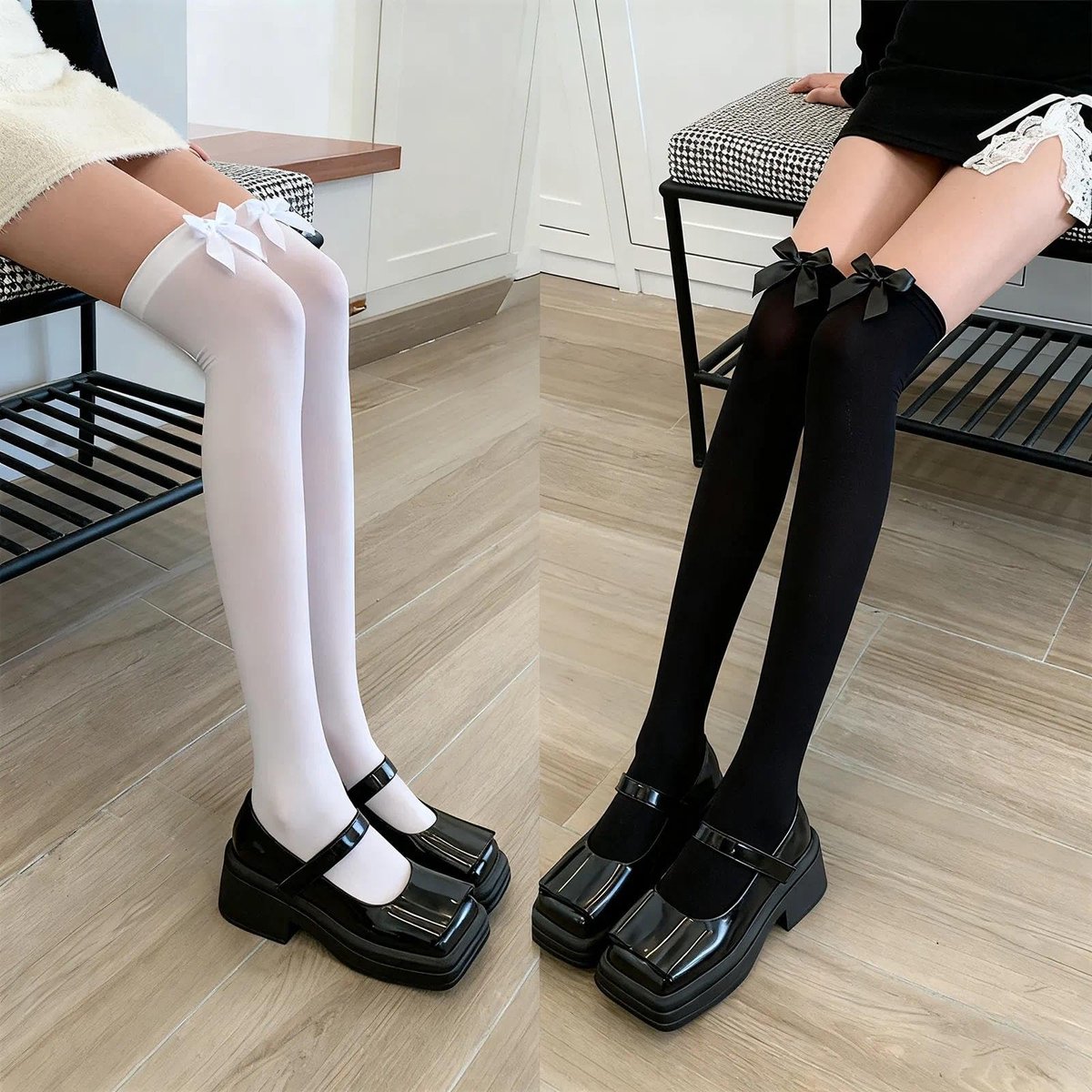 Dailygoods- Dijhoge Kousen 2 Paar - Strik Kousen - Cosplay Accessoire - Elastisch Ontwerp - 60 cm Bootlengte - Stretchfluweel Materiaal - Strikkousen