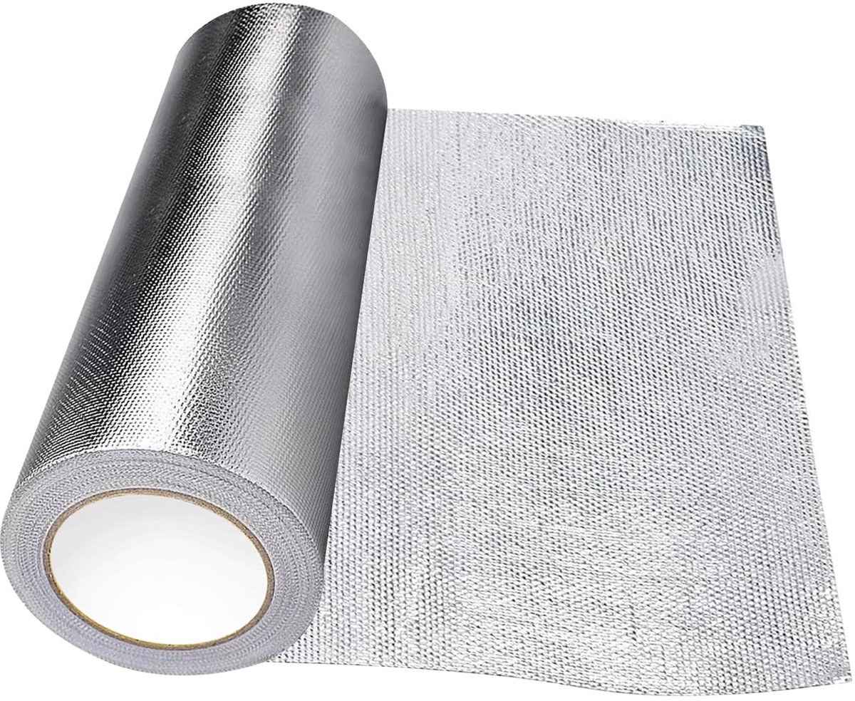 Dailygoods- Hittebeschermingsmat zelfklevend 60 x 300 cm - Gealuminiseerde Isolatiefolie - Glasvezelmat - Hittebestendig - Reflecterend - Voor auto/motorfiets/keuken/badkamer