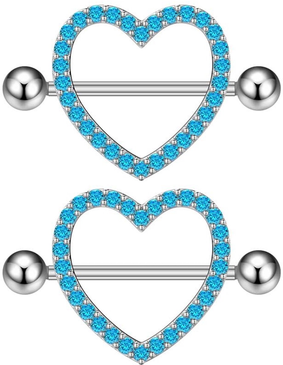 Dailygoods- Nipplerings 14G Hartvorm - Hypoallergene Zirkonia - Koper - Lichtgewicht 6,5 g - Comfortabele Ballen 0,5 cm - Afmetingen 3,12 cm x 1,95 cm - Tepelpiercing