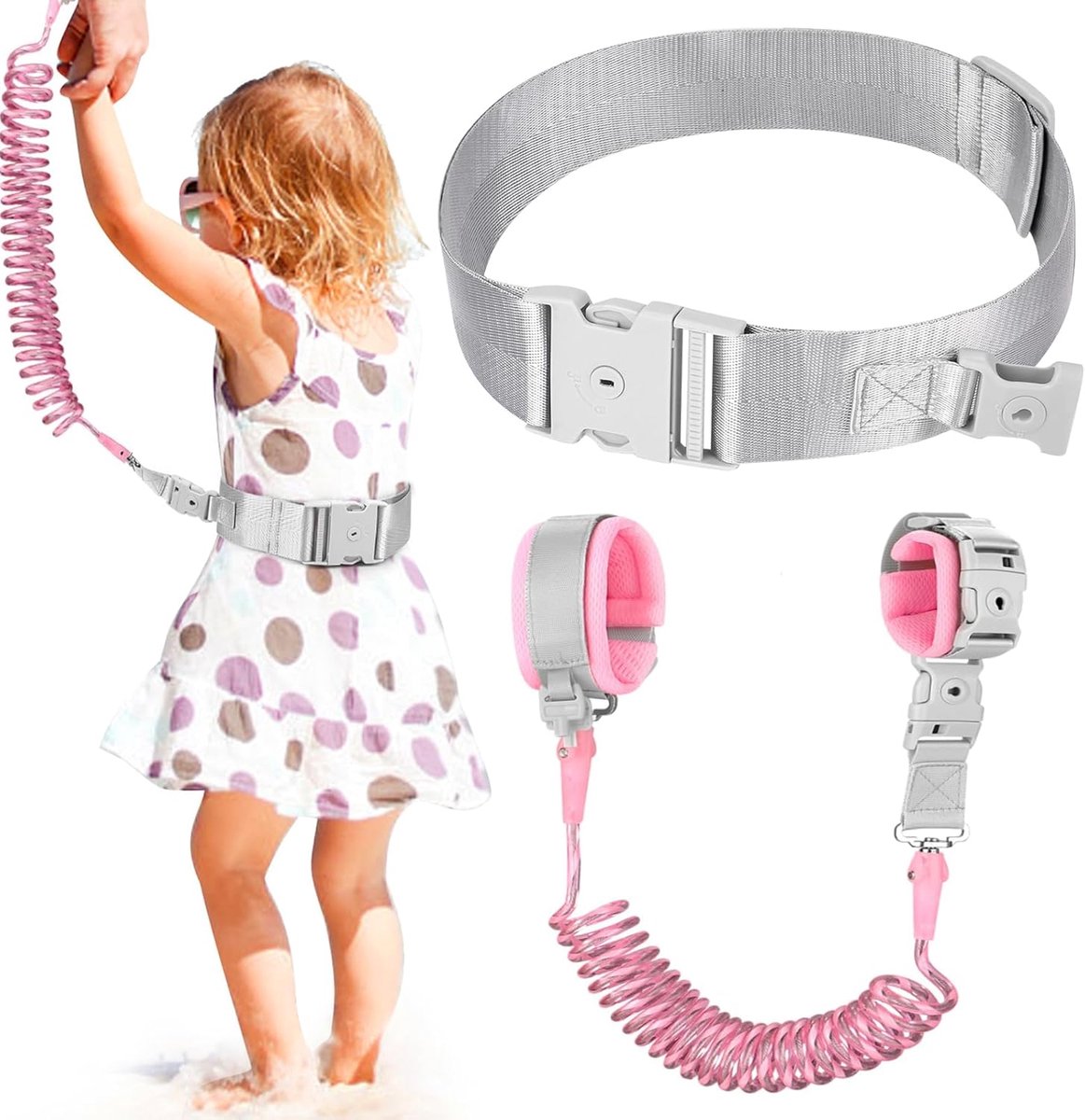 Veiligheidsharnas Peuter - Wandelriem Kinderen - Veilig Wandelen - Met Slot - 2 Meter - Roze