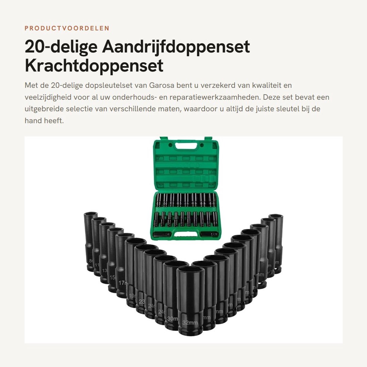 Dailygoods - 20-delige Aandrijfdoppenset - Krachtdoppenset - Voor onderhoud - Zwart - Elektrische inbussleuteldopset - Perfect voor klussen - Chroom-v...