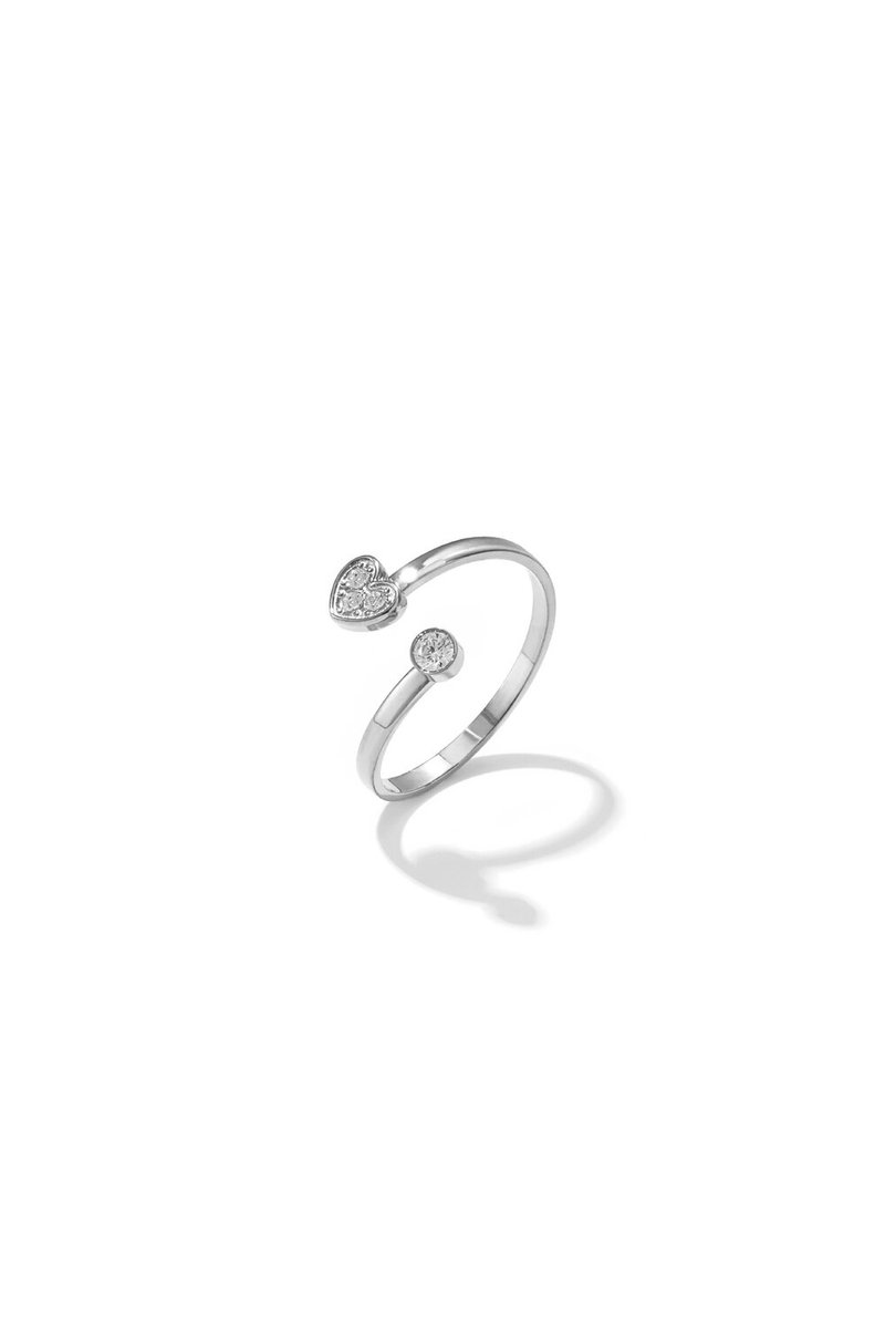 Bijoutheek Ring (Sieraad) Huggie Hart Steentjes Zilverkleurig