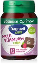 Dagravit Kids Multivitaminen Extra framboos - Vitaminen B12, C en zink, ondesteunen de weerstand - 60 kauwtabletten