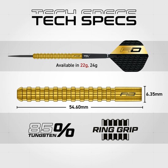 Red Dragon Javelin Gold 85% Dartshopper Exclusives - Dartpijlen van Red Dragon — afbeelding 4