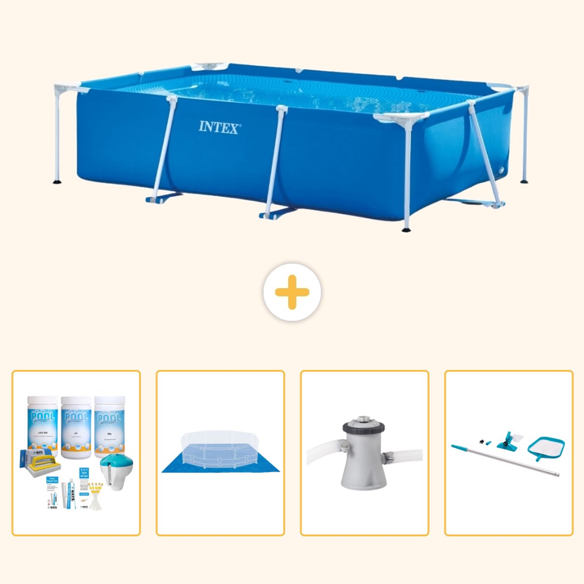 Intex Rond Opblaasbaar Easy Set Zwembad - 183 x 51 cm - Rood - Krab - Inclusief Onderhoudspakket - Grondzeil - Zwembadfilterpomp - Schoonmaakset - 5-delig