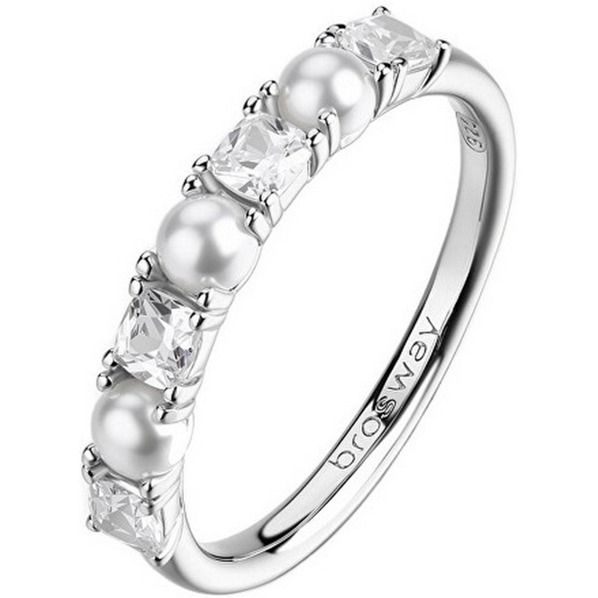BROSWAY FANCY FIW178 - 50 MM - ZILVEREN RING MET ZIRKONIA'S EN PARELS 1 STUK
