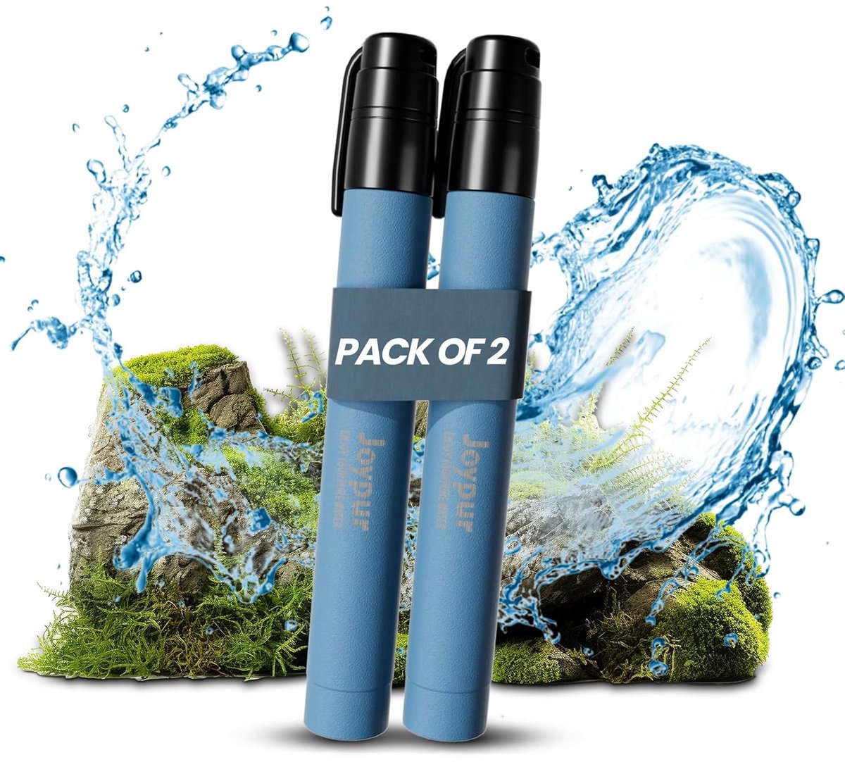 Thijox - Waterfilter Outdoor Survival Persoonlijk Drinkwaterfilter voor Noodgevallen 1000L Hoog Filtervermogen Blauw x2 - Ideaal voor Camping Wandelen