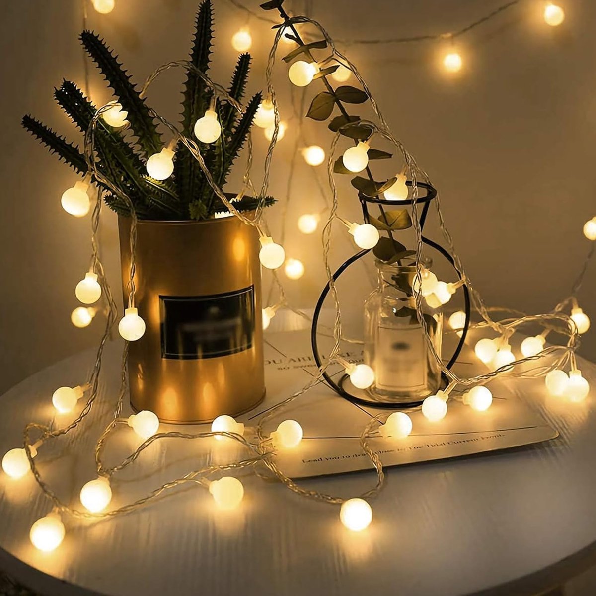 Thijox - Lichtsnoer met 40 LED's, 5 meter, Warm Wit, USB Voeding, IP42 Waterdicht, Perfect voor Kerst- en Tuindecoratie, Binnen en Buiten
