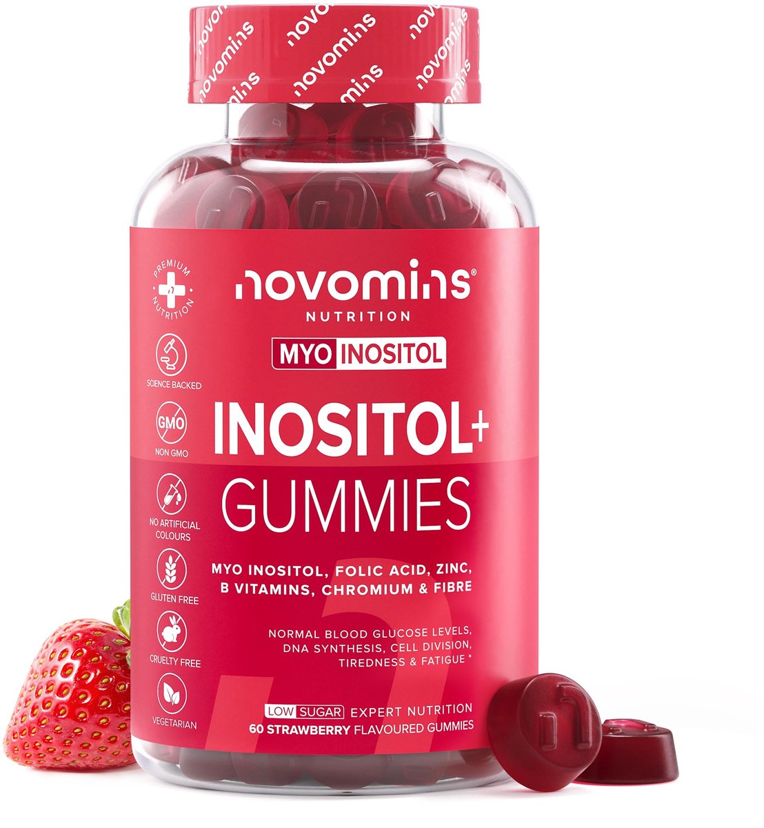 Novomins Inositol+ Myo-Inositol Gummies - 60 Gummies - Aardbei
