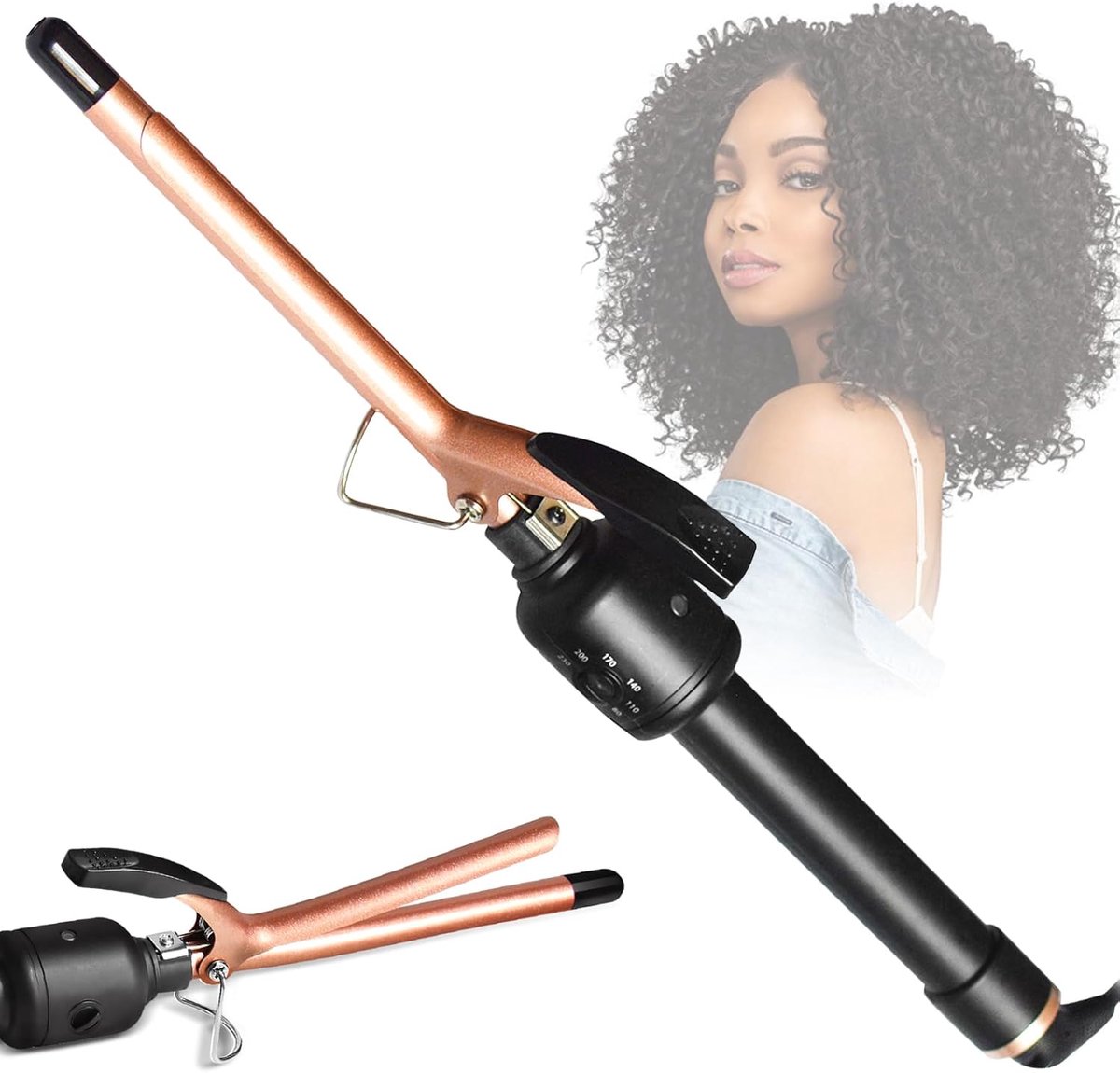 Thijox Kleine Keramische Krultang 9 mm Mini Snel Opwarmen in 30 Seconden Instelbare Temperatuur 80-230 °C Professioneel Voor Alle Haartypes
