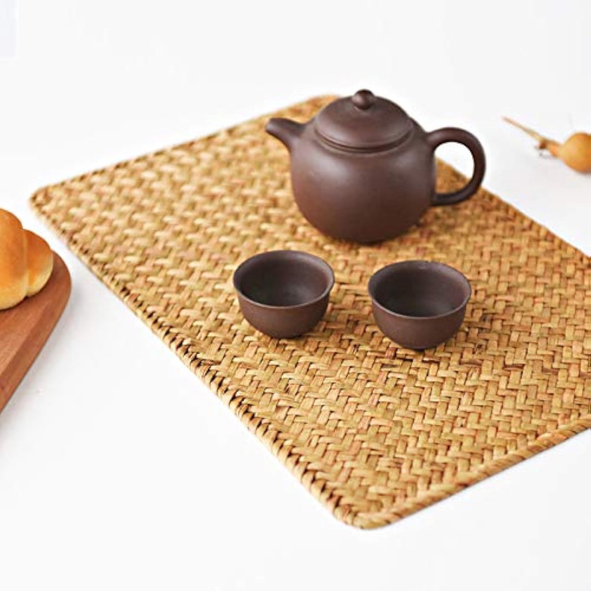 SnelShoppen - Set van 4 Rectangle Woven Natural Seagrass Placemats 43 x 30 cm, Rieten Tafelmatten voor Eettafel, Natuurlijk en Duurzaam, Antislip en W