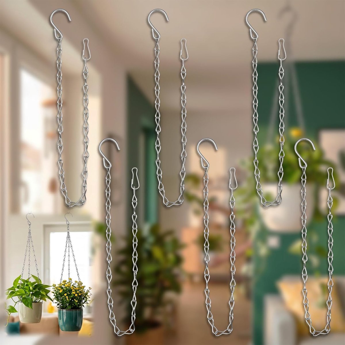 SnelShoppen - 6x 50cm Metalen Hangketting voor Planten, Bloembakken, Lampionnen en Decoratie - Duurzaam en Verstelbaar - Perfect voor Tuin en Binnen