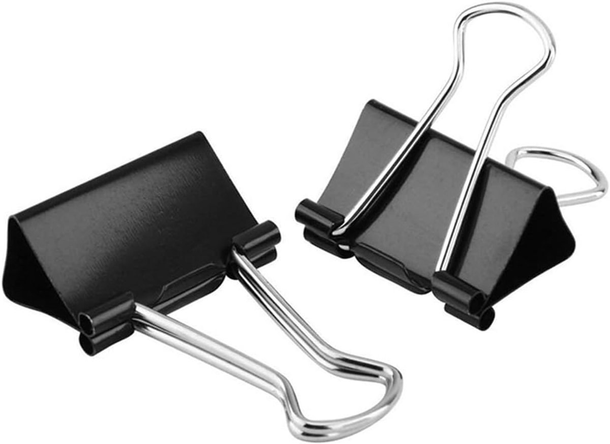 Thijox - Grote Foldback Binder Clips 51mm - Zwarte Metalen Klemmen - Paperclips voor Kantoor en Thuis - 10 Stuks - 2 Inch Bulldog Clips voor Documente
