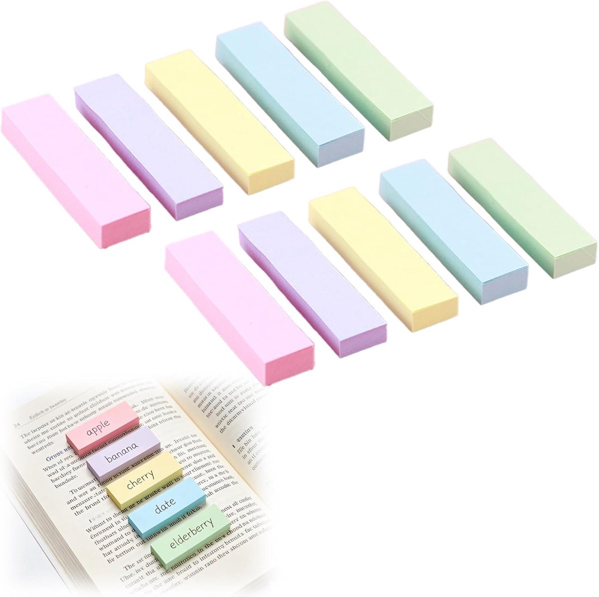 1000 Stuks Zelfklevende Notitieblaadjes 76 x 20 mm – Kleurrijke Sticky Notes In 5 Kleuren Voor Pagina Markering - ShopVlot