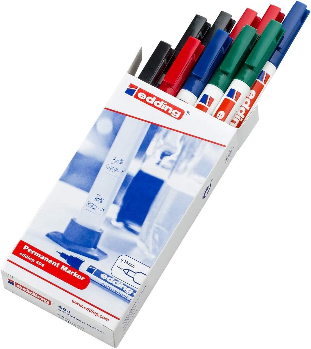 SnelShoppen - 10x Permanent Marker Set - Zwart, Rood, Blauw, Groen - Fijne Ronde Punt 0,75 mm - Watervast, Sneldrogend - Ideaal voor Karton, Kunststof