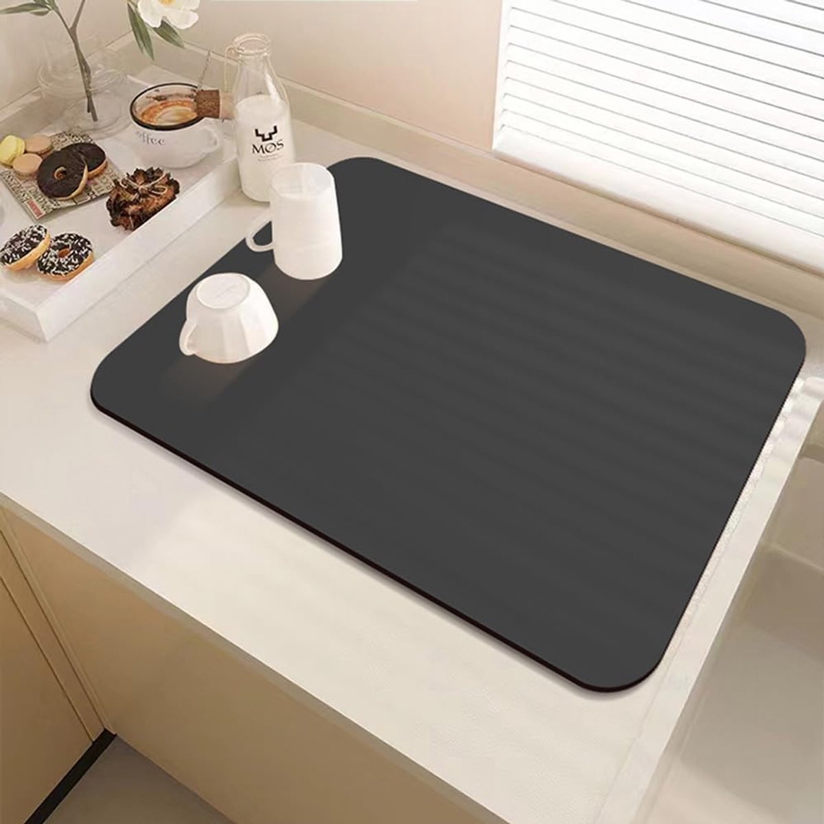 DUJUIKE Dish Draining Mat for Crockery, Absorbent Draining Mats, Dish Mat with Non-Slip Bottom, Heat-resistant - ShopVlot