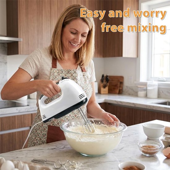 Elektrische Handmixer - Keukenmixer - Bakken en Koken - 5 Snelheden Instelbaar - 18 cm Lengte - Wit — afbeelding 3
