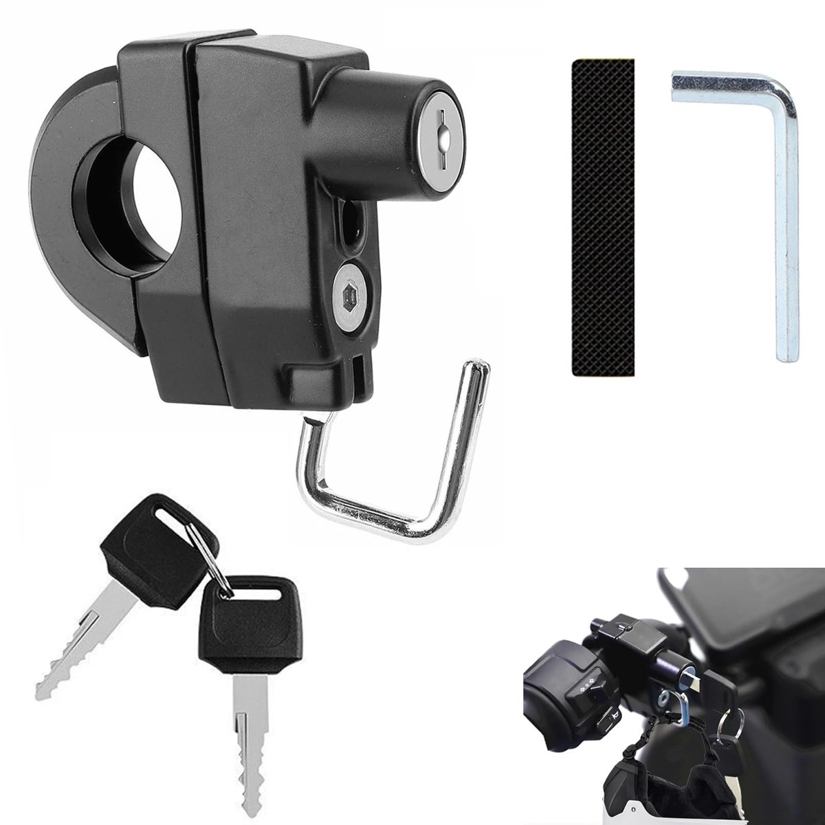 Dailygoods- Motorhelmslot Hoge Veiligheidsfactor - Universeel Helmslot - Diefstalslot - Helmvergrendeling - Geschikt voor Stuurbuizen 22-28 mm - Lichtgewicht en Eenvoudig te Installeren