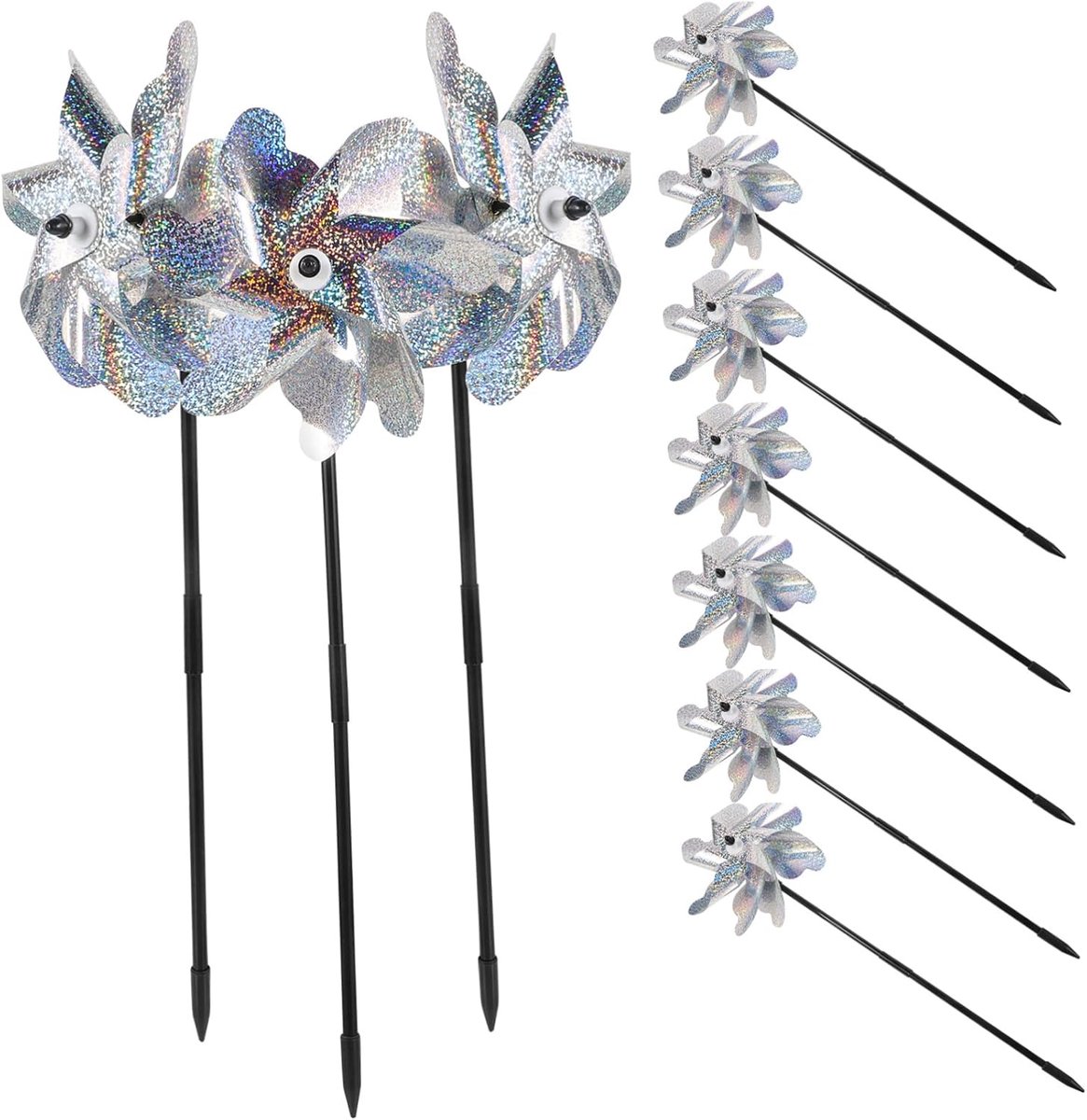 Reflecterende Windmolens - Vogelafschrikker Tuin - Tuindecoratie Buiten - Draaiend Decoratief Effect - 10 Stuks - Zilver