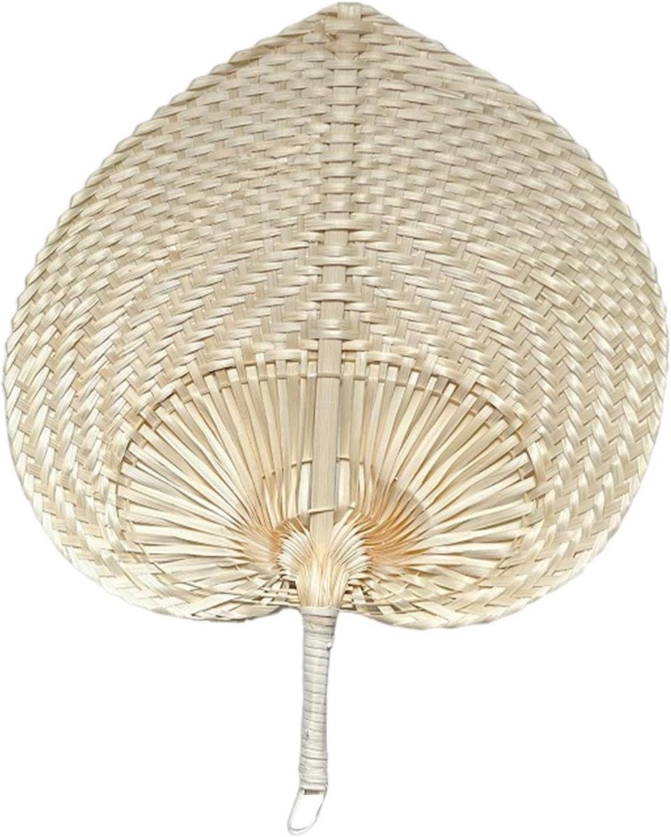 Handgeweven ventilator - Natuurlijke palmblad - Zomerse verkoeling - Traditioneel handwerk - 38x30cm - Natuurlijk