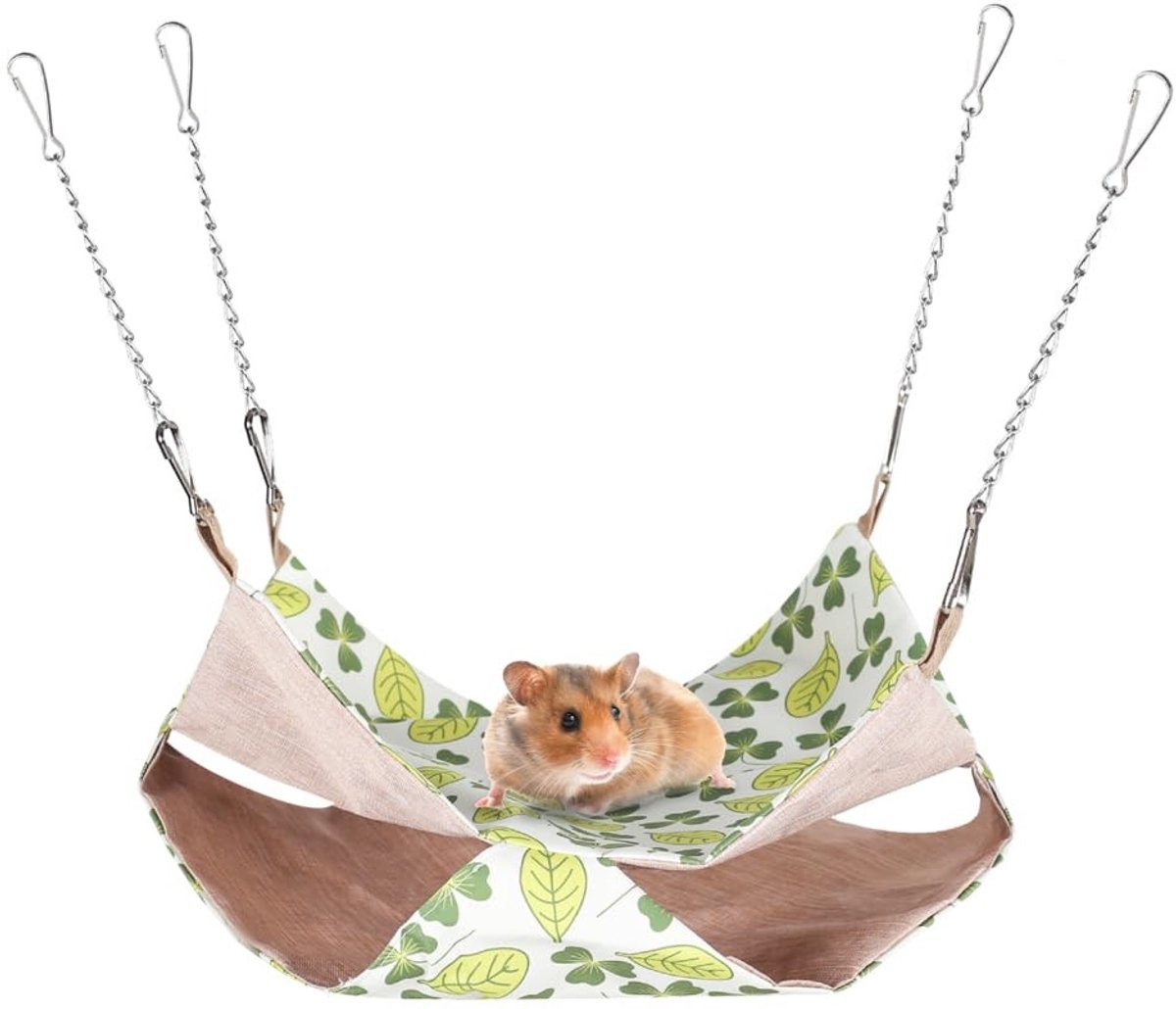 Dailygoods- Cavia-hangmat dubbellaags – Waterdichte stof – Verstelbare lengte – 4 metalen haken – Ademend en comfortabel – Geschikt voor kleine dieren