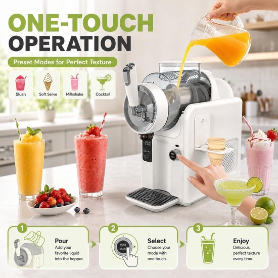 IJsmachine Slushie Maker - Soft Ijs Apparaat - Thuis Drankjes Maken - Geen IJs Nodig - 2L Capaciteit - Wit — afbeelding 4