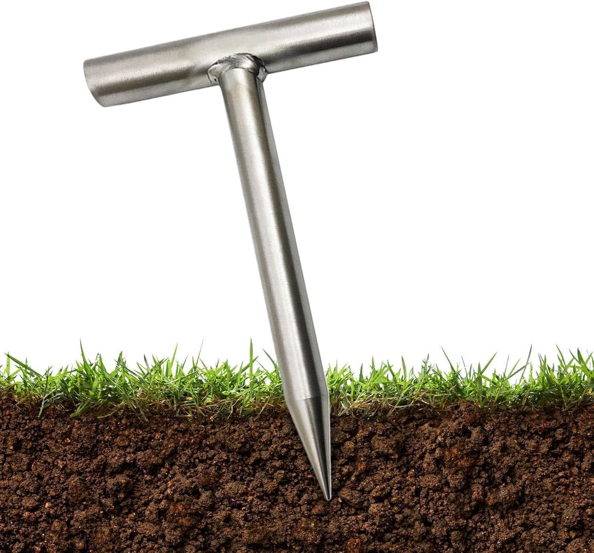 Hand Dibber - Plantenbak Tuin - Zaaien en Planten - Roestvrijstalen Ontwerp - 11 x 16 x 2 cm - Zilver