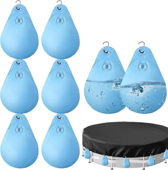 Zwembad Dekzeil Gewichten - 8-delig PVC Waterzakken Set met Haken voor Betrouwbare Beveiliging