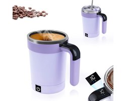 Automatische Roerbeker - Zelfmengende Mok - Warme Dranken Genieten - Temperatuur Display - 380ml - Paars